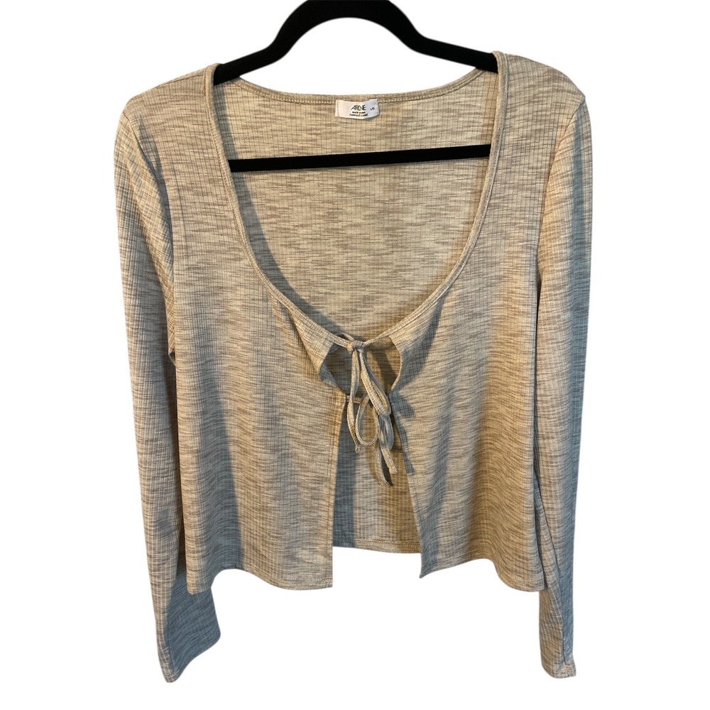 Ardene Beige Marled Tie-Front Cardigan